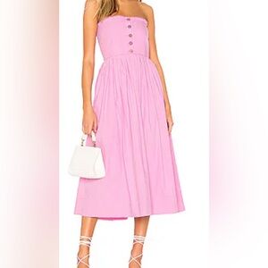 Free People Lilah Pink/purple Pleated Tube Strapless Maxi dress Size XS